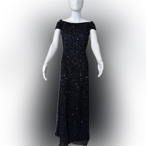 Adrianna Papell  Navy Blue Sequin Evening Dress
